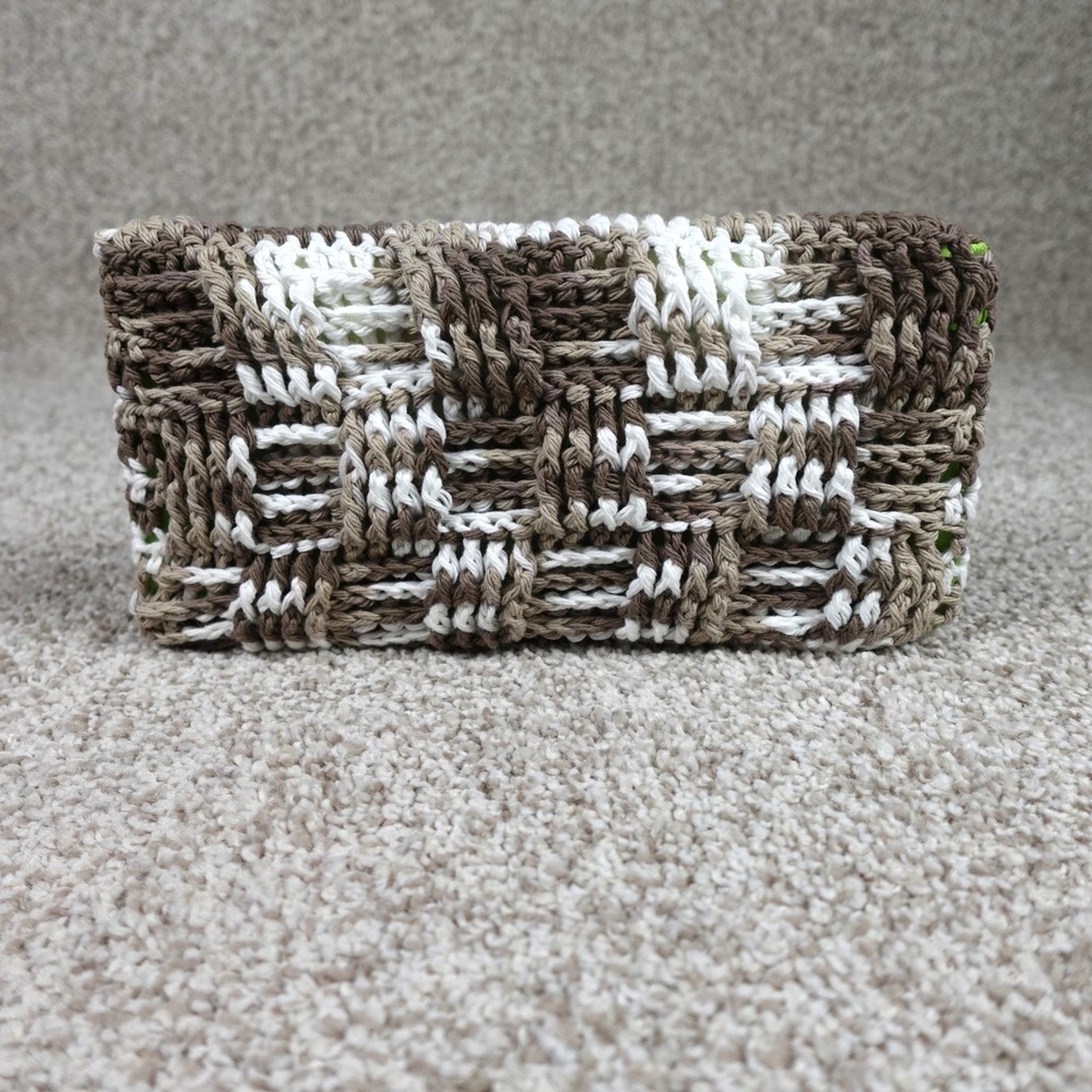 Handmade Crochet Reusable Mop Pad‎ Cover Brown White Variegated for Swiffer
